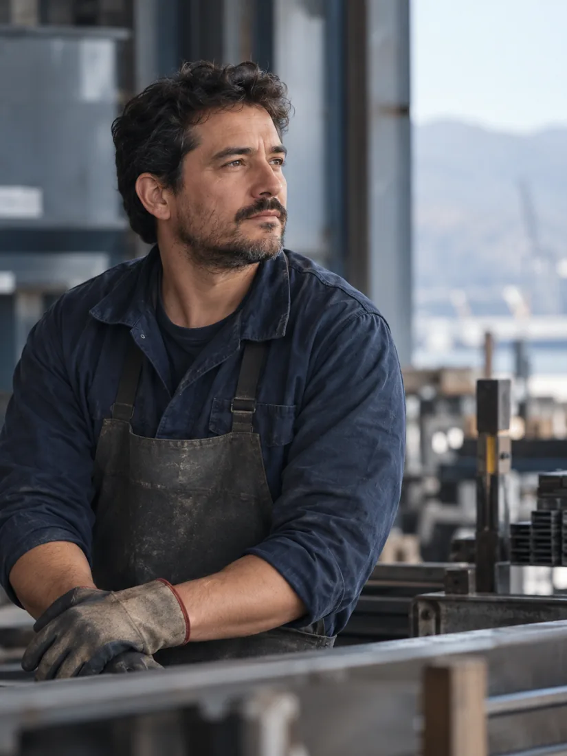 Trabajador en su lugar de trabajo
